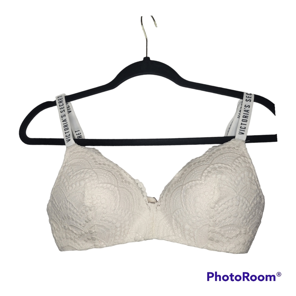 💎 Victoria's Secret 34 C White Wireless Lace Bra